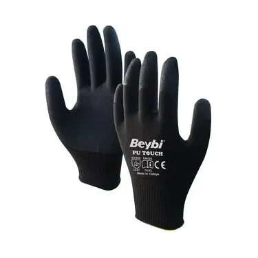 Beybi 10 Beden 12LI Paket Poliüretan Kaplı Pu Touch Siyah Montaj