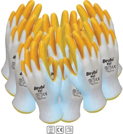 Beybi Nitril Işçi Eldiveni Sarı Pn7 No-10 Xl 6'lı (6