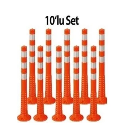 Mfk Plastik Trafik Delinatör 75 cm -10 Adet Plastik Kırmızı Otopark Yol Duba Ucuz